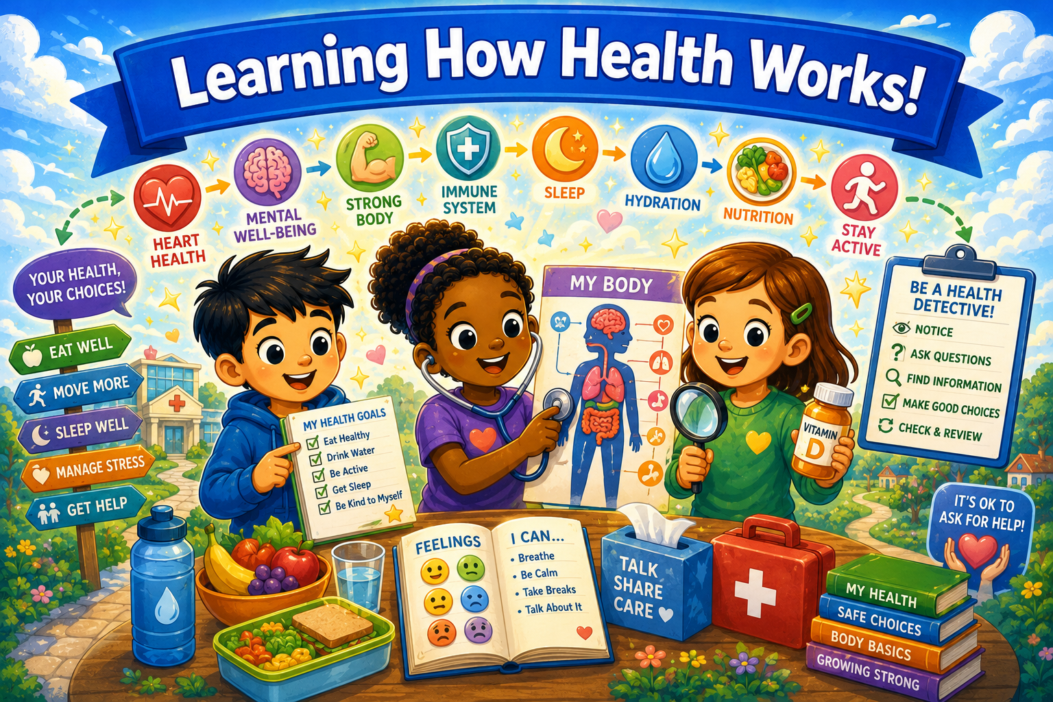 Illustrated hero image for the health systems literacy curriculum